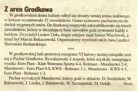 20.03.2001 - Z GRODKOWSKICH AREN